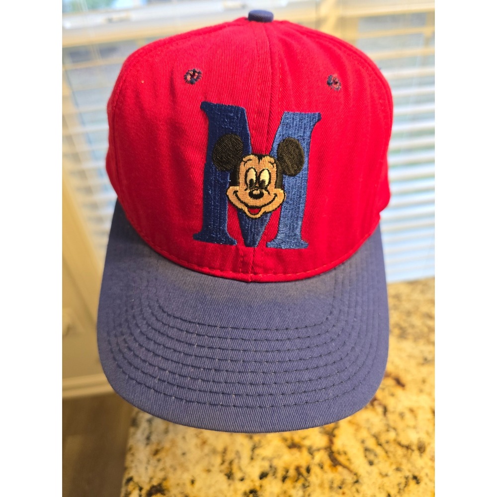 Disney Mickey Mouse Red Blue Embroidered Letter M Baseball Cap Adult One Size